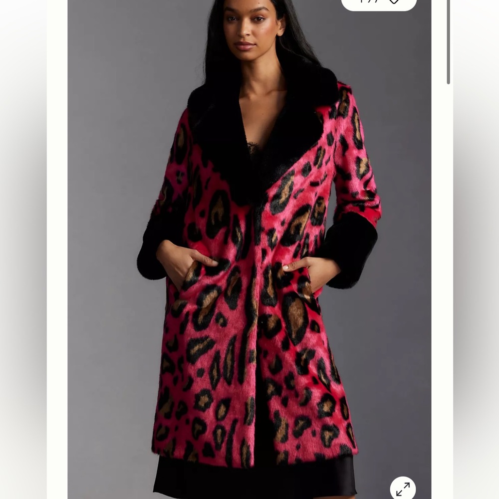 NWOT Anthropologie Maeve Colorblock Leopard Coat Size Small